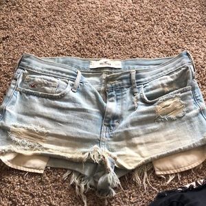 Distressed hollister shorts.